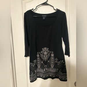 Black mini dress with tribal print